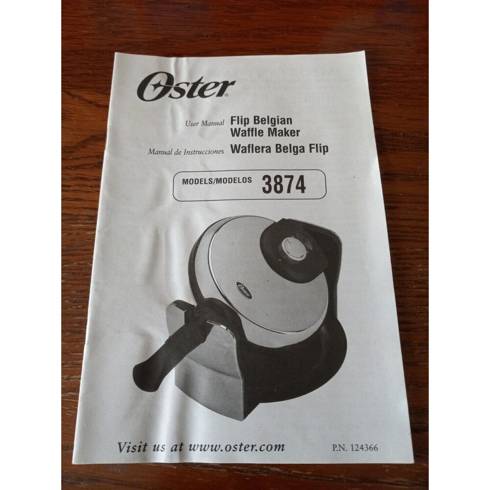 Oster Flip Belguim Waffle Maker Model 3874 User Manual & Recipes
